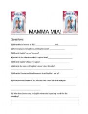 English worksheet: Mamma Mia Worksheet