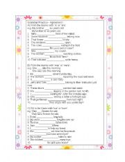 English Worksheet: Grammar Practice, Agreement I