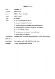 English worksheet: lesson plan