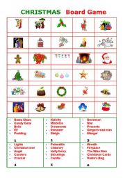 English Worksheet: Christmas Board Game or Matching Exercise