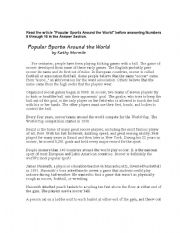 English Worksheet: Sports - football