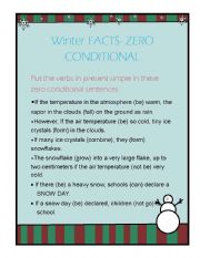English Worksheet: Zero conditional- winter