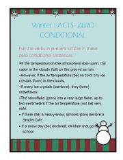 English Worksheet: Zero conditional- winter
