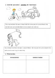 English worksheet: POSSESIVES and TO BE