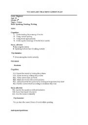 English worksheet: vocabulary plan 