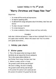 English Worksheet: Lesson-holiday.Merry Christmas and happy new Year!