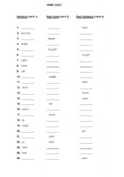 English Worksheet: Verb Forms-infinitive-past and past participle