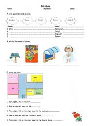 English Worksheet: directions and capital cities quiz