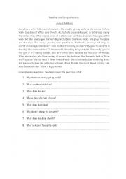 English Worksheet: Reading and comprehension