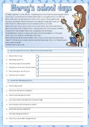 English Worksheet: Mercys school days