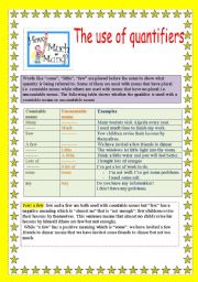 English Worksheet: the use of quantifiers 