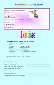 English Worksheet: Can expressing abilities