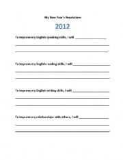 English Worksheet: New Years Resolutions