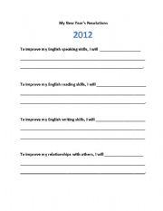 English worksheet: New Years Resolutions