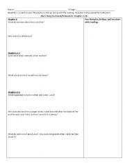 English Worksheet: Anas Story Comprehension Questions Ch. 1-14