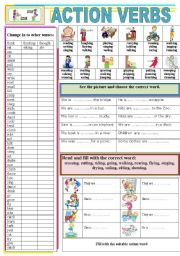 English Worksheet: Action verbs