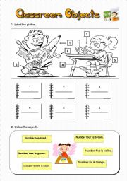 English Worksheet: Classroom objects