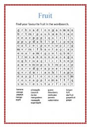 English Worksheet: Fruit