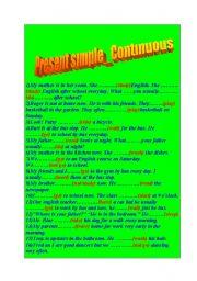 English Worksheet: present simple_continous