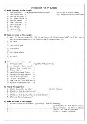 English Worksheet: exercises for 7th grade
