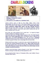 English Worksheet: A SHORT BIOGRAPHY of CHARLES DICKENS