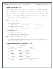 English Worksheet: Quiz about jobs and family members activities