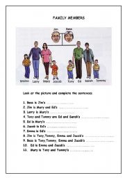 English Worksheet: FAMILY MEMBERS