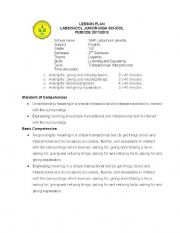 English worksheet: LESSON PLAN LABSCHOOL JUNIOR HIGH SCHOOL PERIODE 2011/2012 