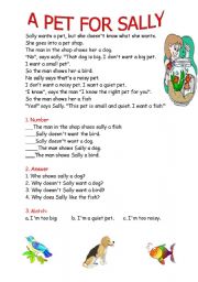 English Worksheet: Sallys pet 