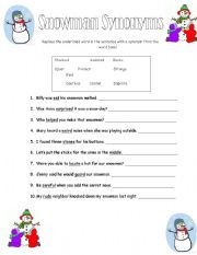 English Worksheet: Snowman Synonyms