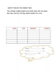 English worksheet: physical appearance