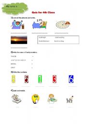 English Worksheet: quiz 4 4th class
