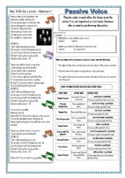 English Worksheet: Someone Like You & She will be Loved -Songs with Passive Voice