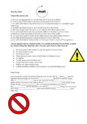 English Worksheet: Must / Have to