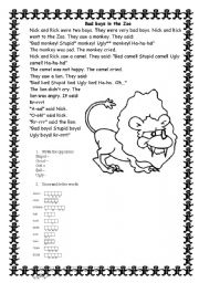 English Worksheet: Bad boys in the zoo