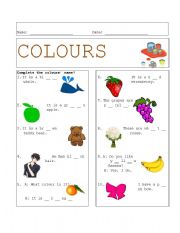 English Worksheet: Colours