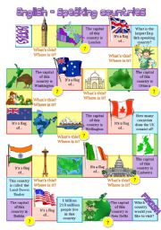 English Worksheet: English-speaking countries board game 2