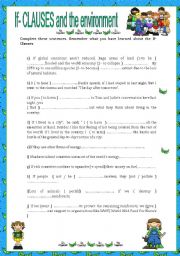 English Worksheet: If- CLAUSES and the environment