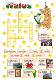 Wales-crossword puzzle for young learners