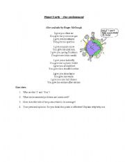 English Worksheet: Planet Earth - Our Environment