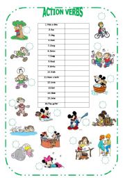 English Worksheet: simple action verbs with pictures