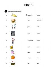 English worksheet: food worksheet