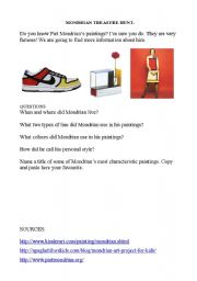 English Worksheet: Mondrian Treasure Hunt