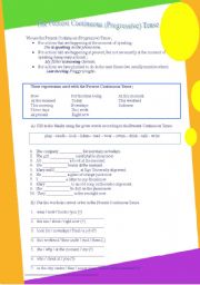 English Worksheet: Present Progressive Tense