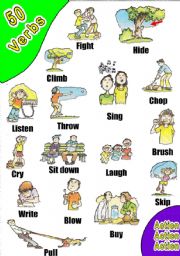 English Worksheet: 50 VERBS PICTIONARY. WOW! (6) 3 WORKSHEETS