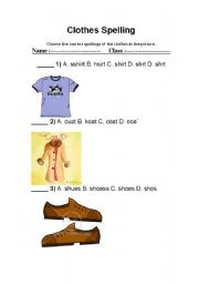 English Worksheet: Clothes