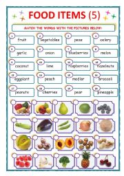 FOOD ITEMS - MATCH - Part 5