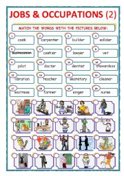 English Worksheet: JOBS & OCCUPATIONS - MATCH - Part 2