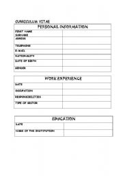 English Worksheet: writng a cv