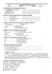 English Worksheet: 9th grade exam